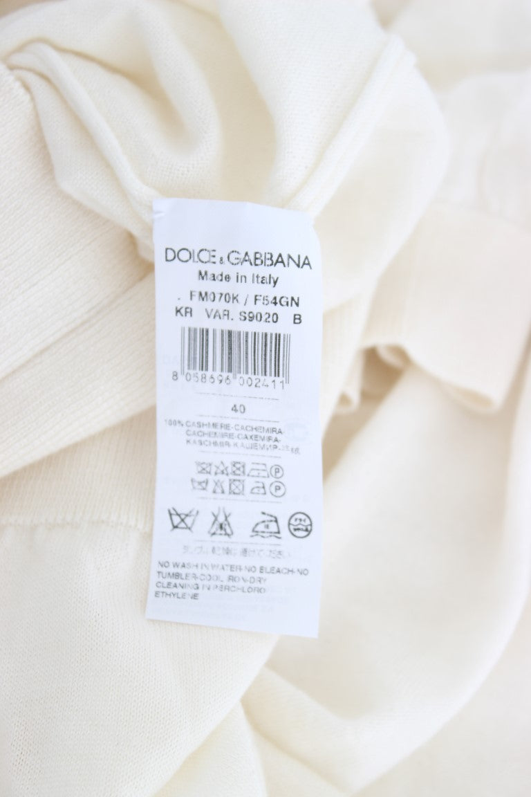Dolce &amp; Gabbana White 100% Cashmere Sweater