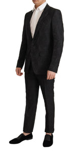Dolce &amp; Gabbana Black Brocade Formal 2 Piece MARTINI Suit