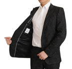 Dolce &amp; Gabbana Black Brocade Formal 2 Piece MARTINI Suit