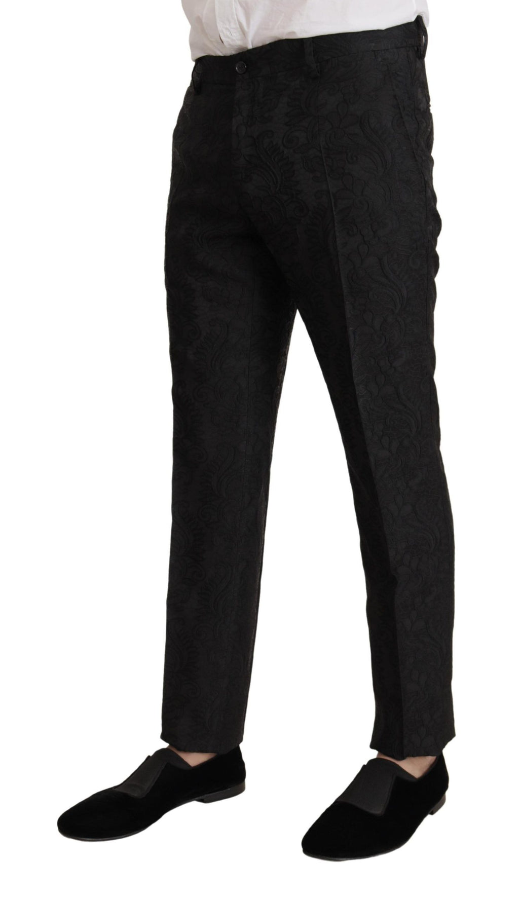 Dolce &amp; Gabbana Black Brocade Formal 2 Piece MARTINI Suit