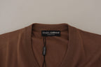 Dolce & Gabbana Brown Wool Men V-neck Pullover Sweater