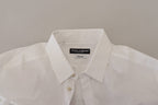 Dolce &amp; Gabbana White Cotton Peacock Feather Formal GOLD Shirt