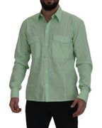Dolce &amp; Gabbana Mint Green Long Sleeves Button Down Shirt