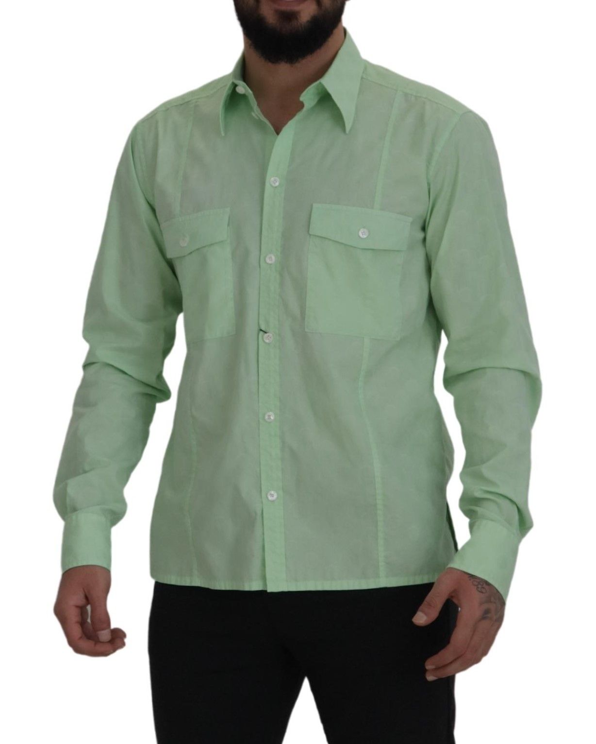 Dolce &amp; Gabbana Mint Green Long Sleeves Button Down Shirt