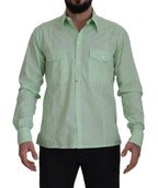 Dolce &amp; Gabbana Mint Green Long Sleeves Button Down Shirt