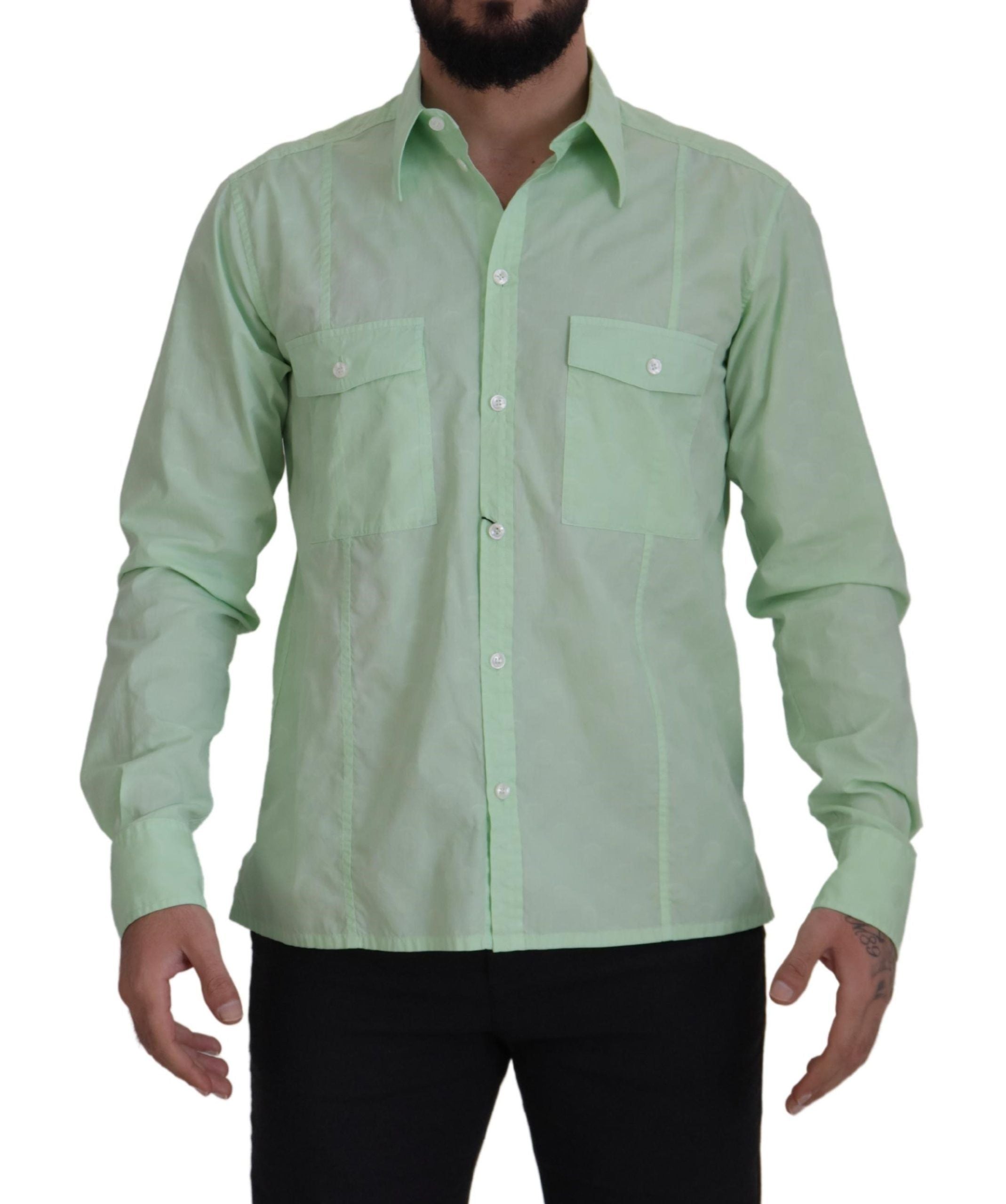 Dolce &amp; Gabbana Mint Green Long Sleeves Button Down Shirt