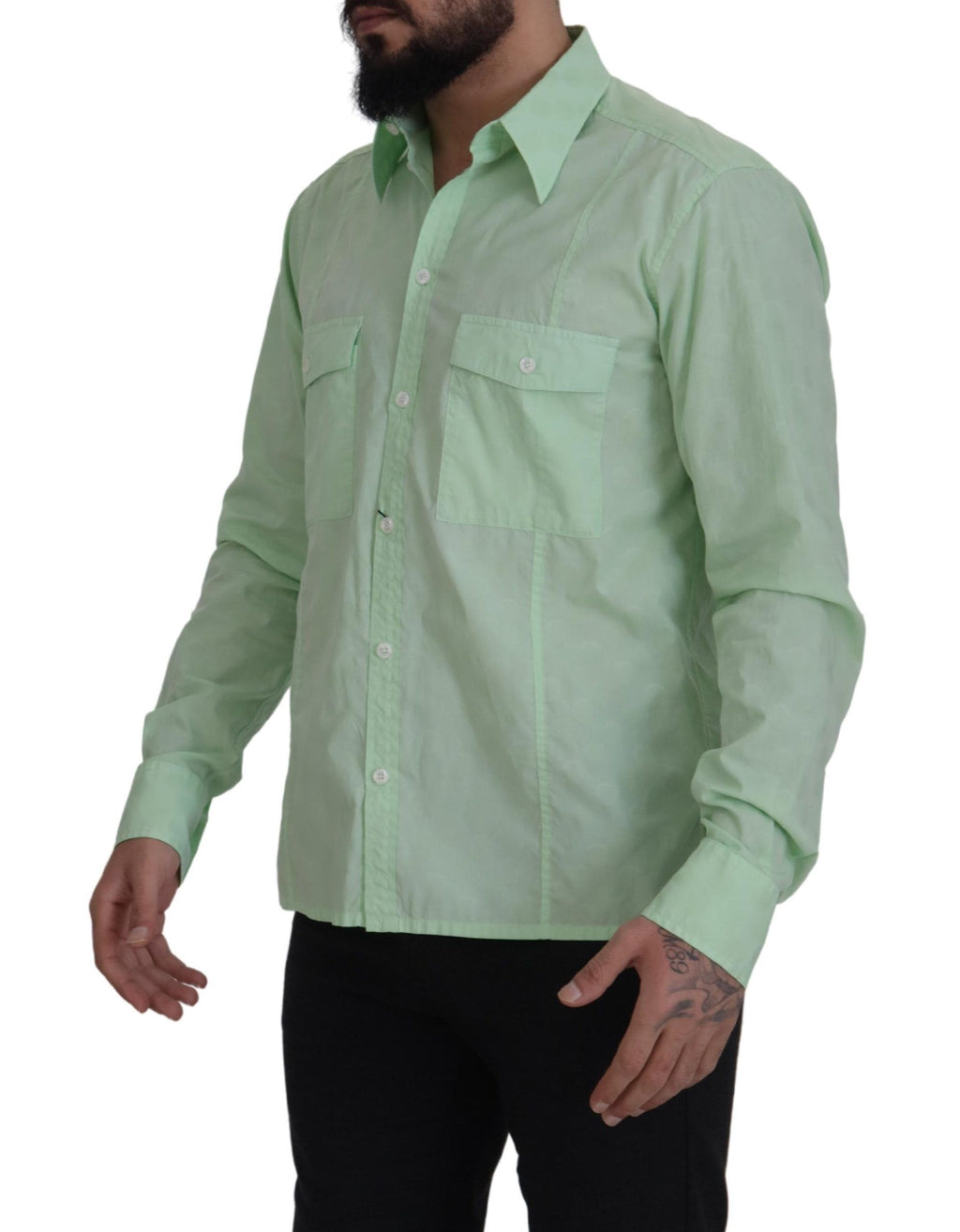 Dolce &amp; Gabbana Mint Green Long Sleeves Button Down Shirt