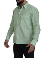 Dolce &amp; Gabbana Mint Green Long Sleeves Button Down Shirt