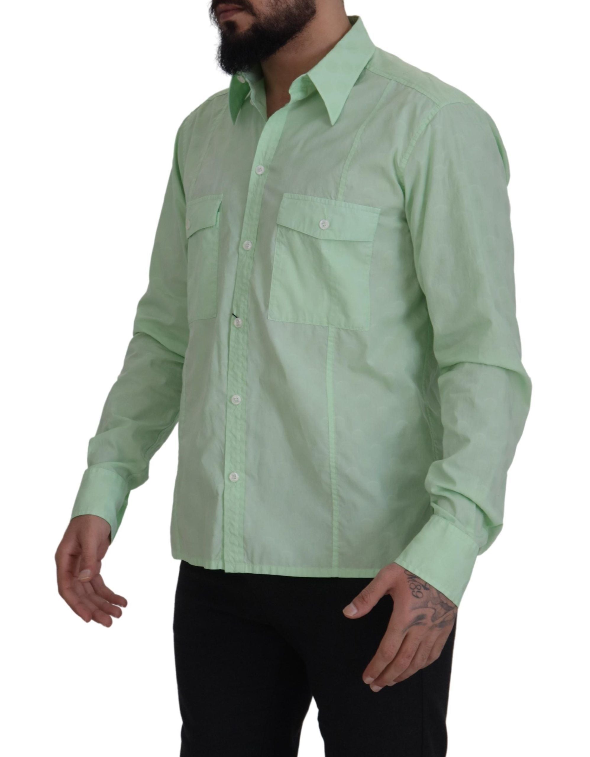 Dolce &amp; Gabbana Mint Green Long Sleeves Button Down Shirt