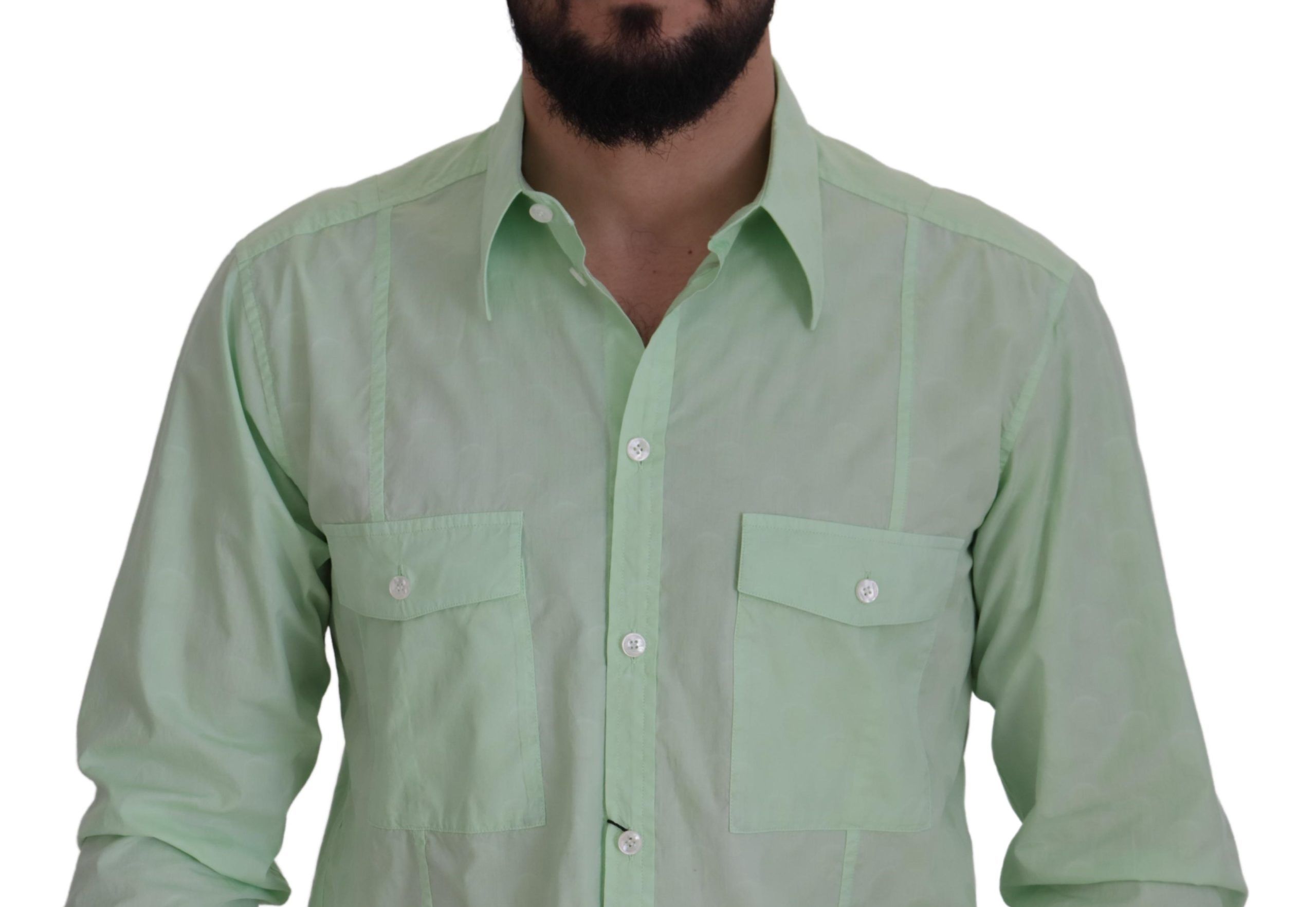 Dolce &amp; Gabbana Mint Green Long Sleeves Button Down Shirt