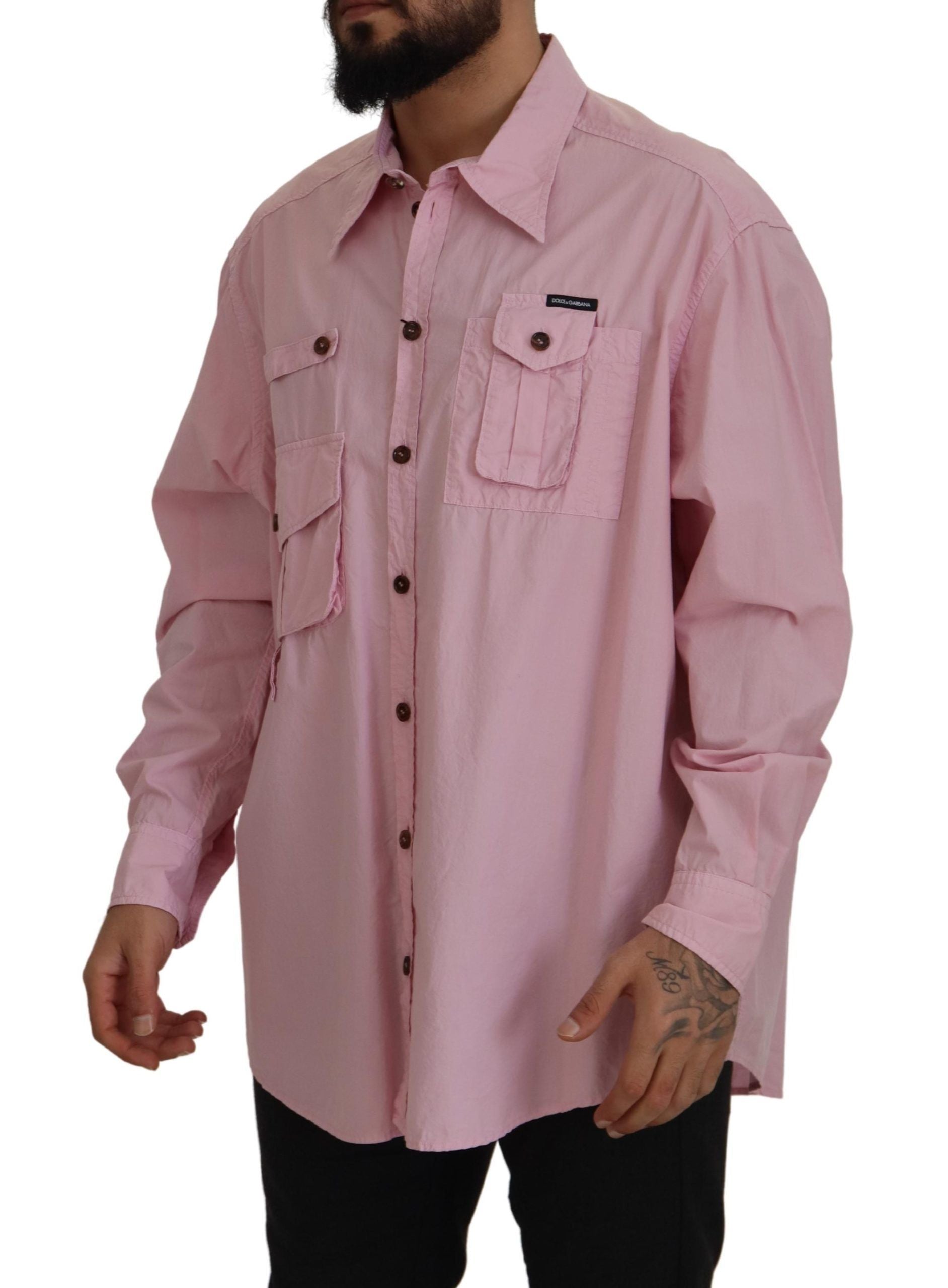 Dolce &amp; Gabbana Pink Casual Button Down Long Sleeves Shirt