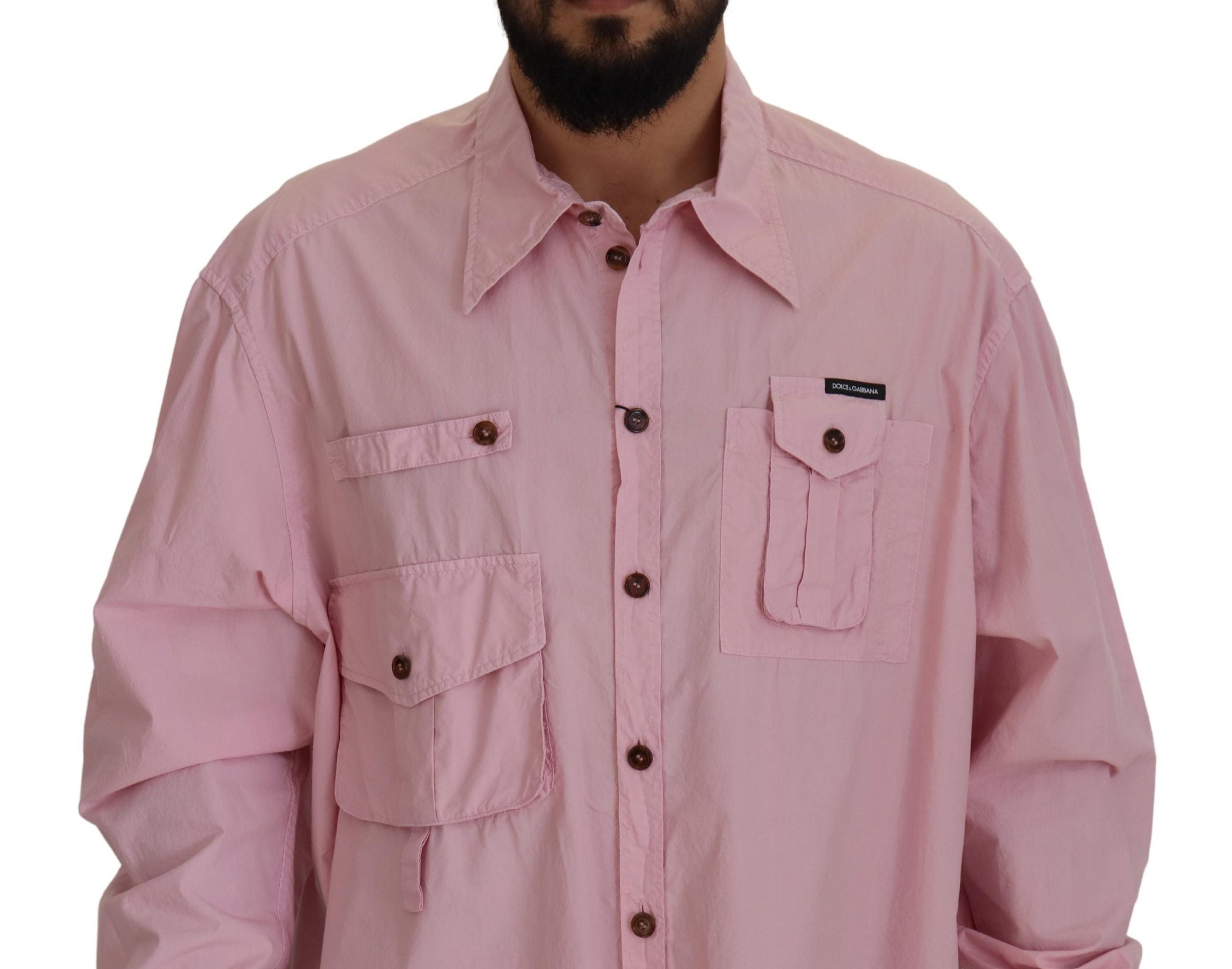Dolce &amp; Gabbana Pink Casual Button Down Long Sleeves Shirt