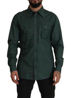 Dolce &amp; Gabbana Dark Green Button Down Long Sleeves Shirt