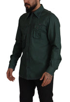 Dolce &amp; Gabbana Dark Green Button Down Long Sleeves Shirt