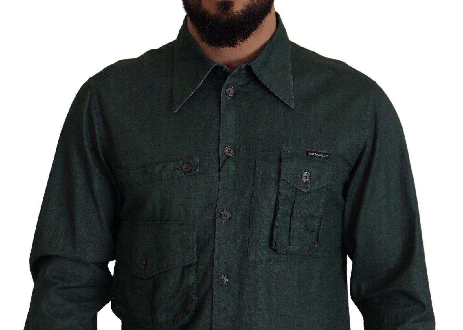 Dolce &amp; Gabbana Dark Green Button Down Long Sleeves Shirt