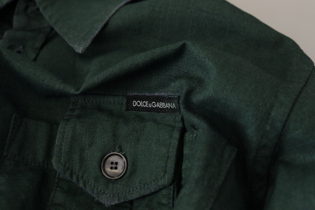 Dolce &amp; Gabbana Dark Green Button Down Long Sleeves Shirt