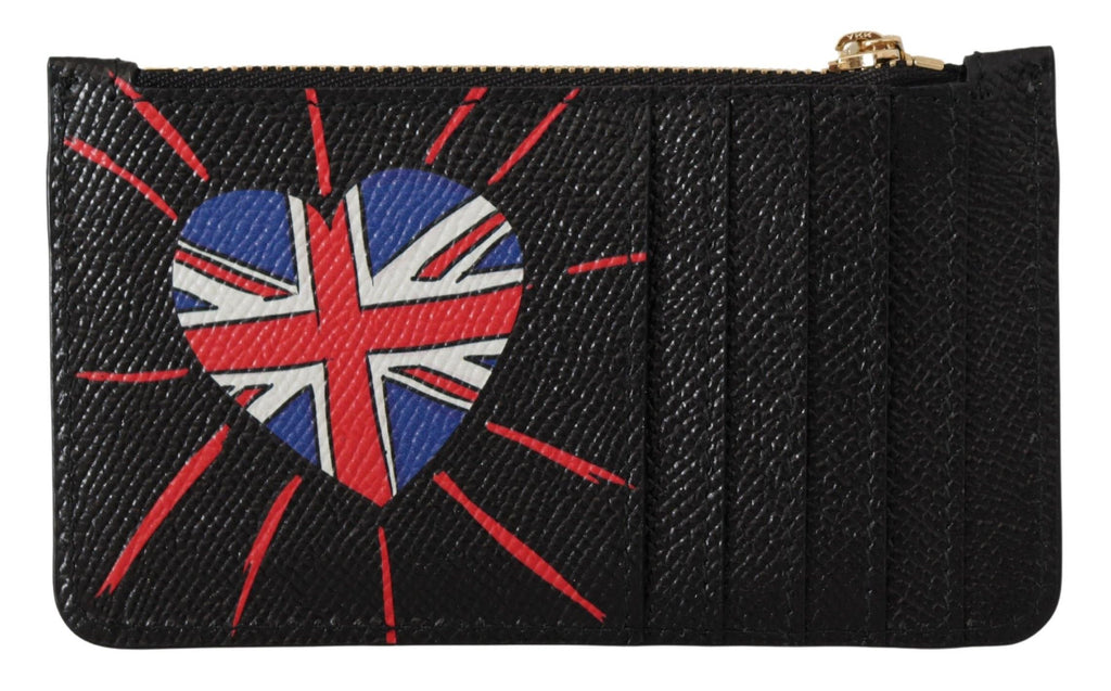 Dolce &amp; Gabbana Black Leather #DGLovesLondon Women Cardholder Coin Case Wallet