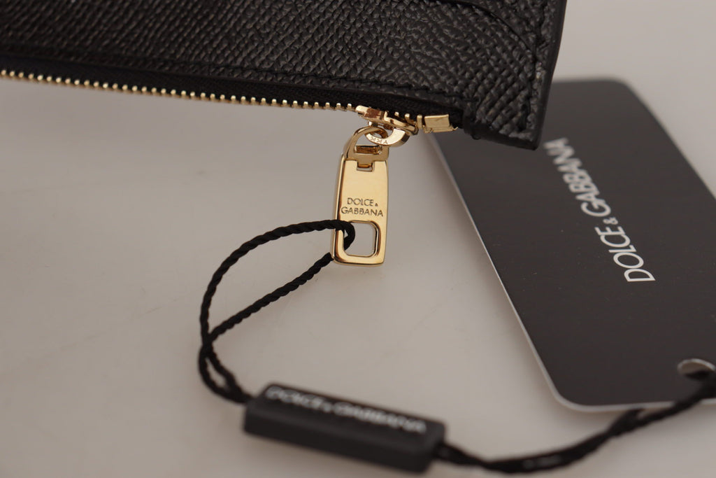 Dolce &amp; Gabbana Black Leather #DGLovesLondon Women Cardholder Coin Case Wallet