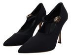 Dolce &amp; Gabbana Black Socks Stretch Crystal Pumps Shoes