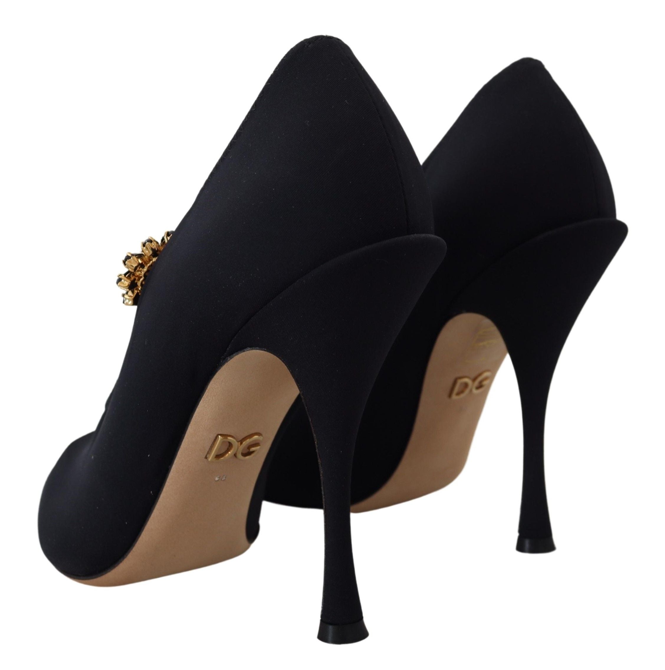 Dolce &amp; Gabbana Black Socks Stretch Crystal Pumps Shoes
