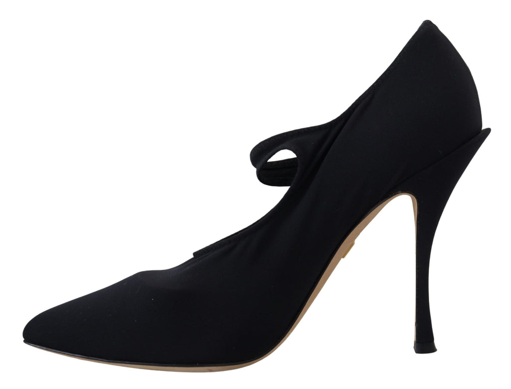 Dolce &amp; Gabbana Black Socks Stretch Crystal Pumps Shoes