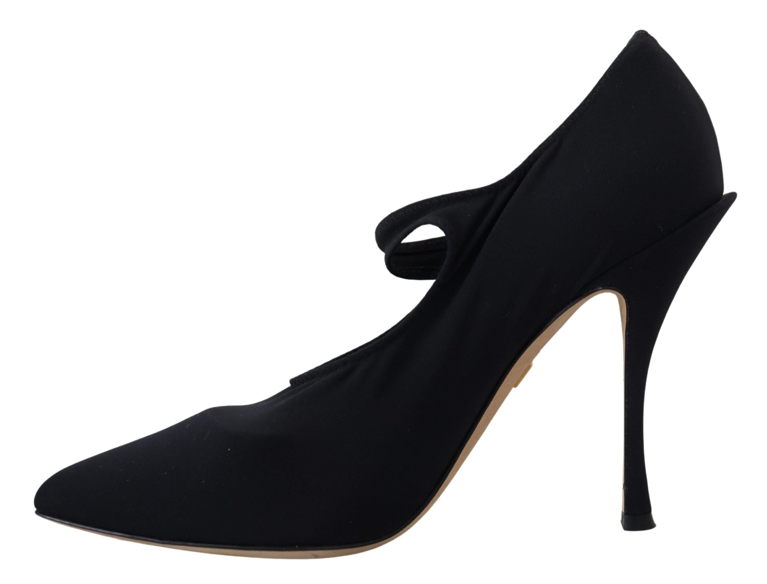 Dolce &amp; Gabbana Black Socks Stretch Crystal Pumps Shoes