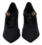 Dolce &amp; Gabbana Black Socks Stretch Crystal Pumps Shoes
