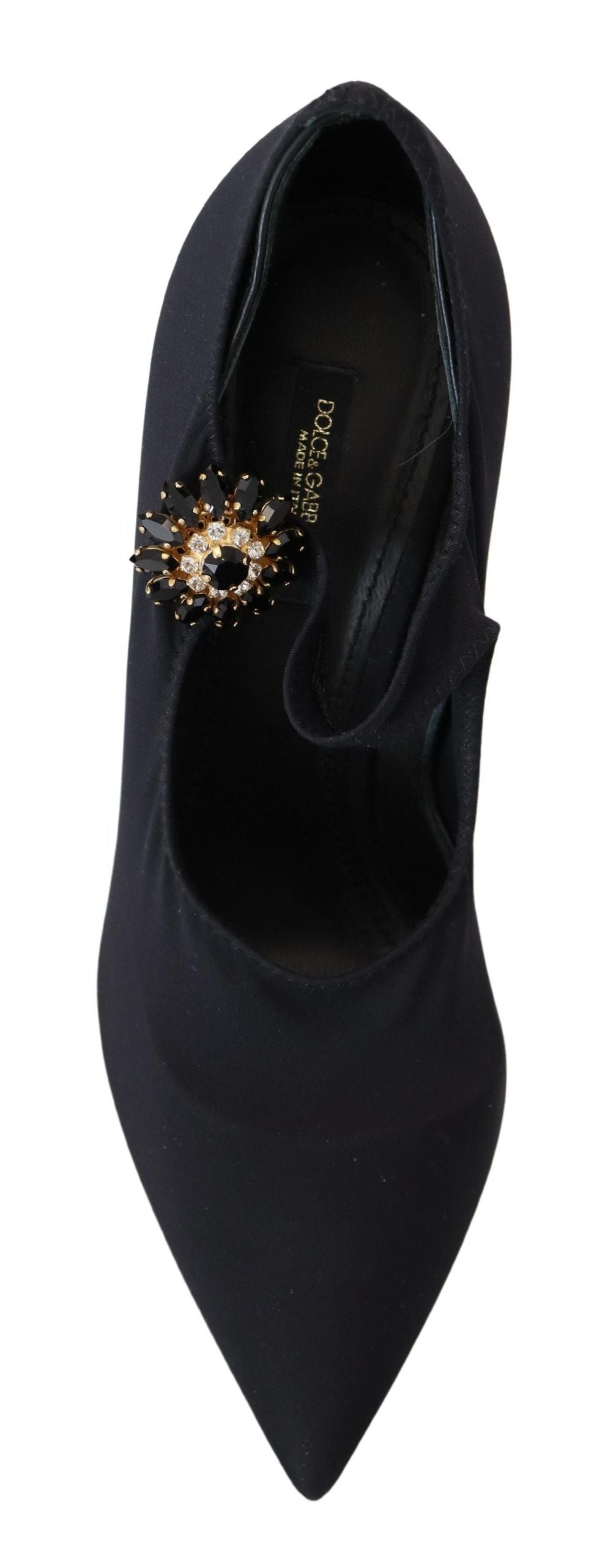 Dolce &amp; Gabbana Black Socks Stretch Crystal Pumps Shoes
