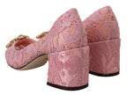 Dolce &amp; Gabbana Pink Taormina Lace Crystal Pumps Pastel Shoes