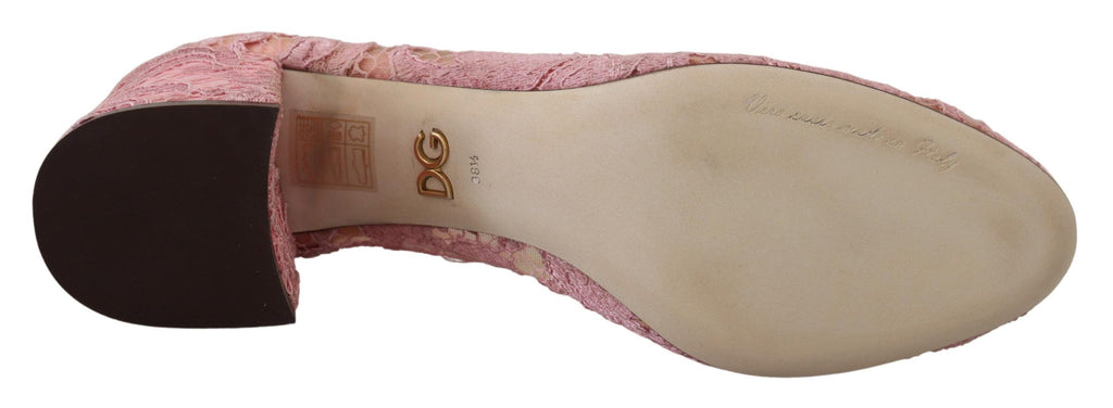 Dolce &amp; Gabbana Pink Taormina Lace Crystal Pumps Pastel Shoes