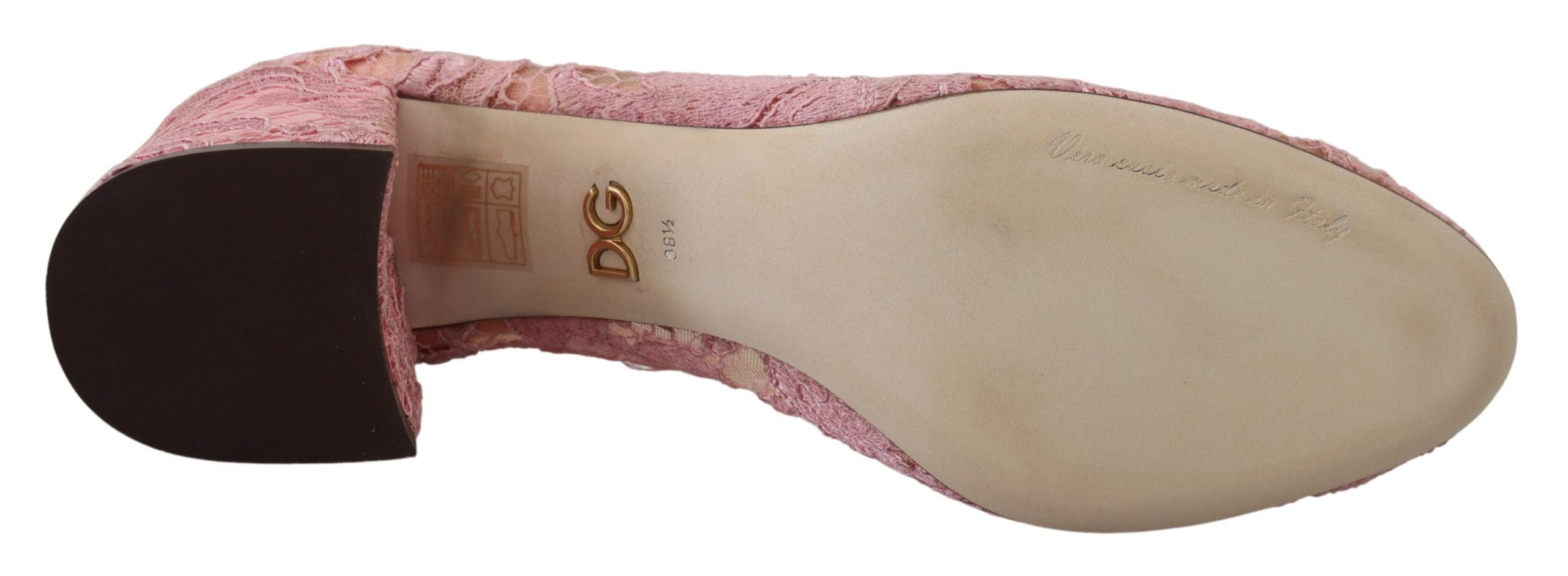 Dolce &amp; Gabbana Pink Taormina Lace Crystal Pumps Pastel Shoes
