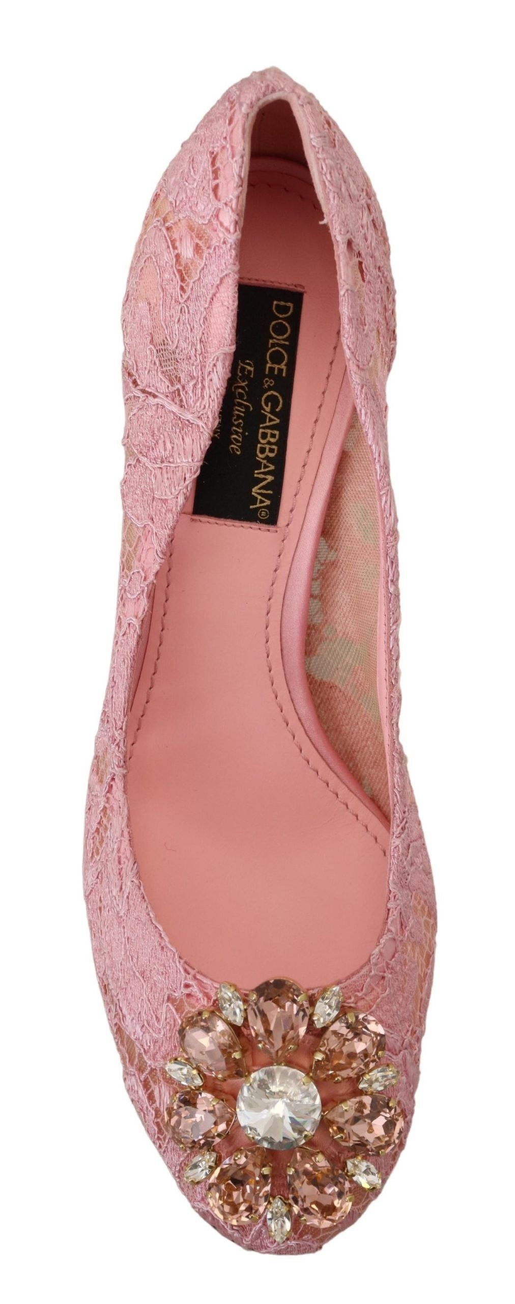 Dolce &amp; Gabbana Pink Taormina Lace Crystal Pumps Pastel Shoes