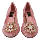 Dolce &amp; Gabbana Pink Taormina Lace Crystal Pumps Pastel Shoes