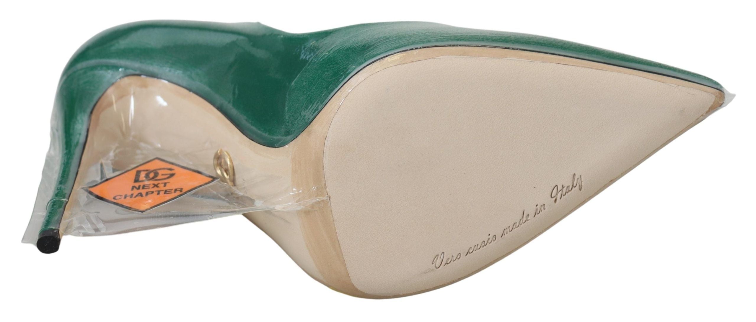 Dolce &amp; Gabbana Green Leather Heels Pumps Plastic Shoes