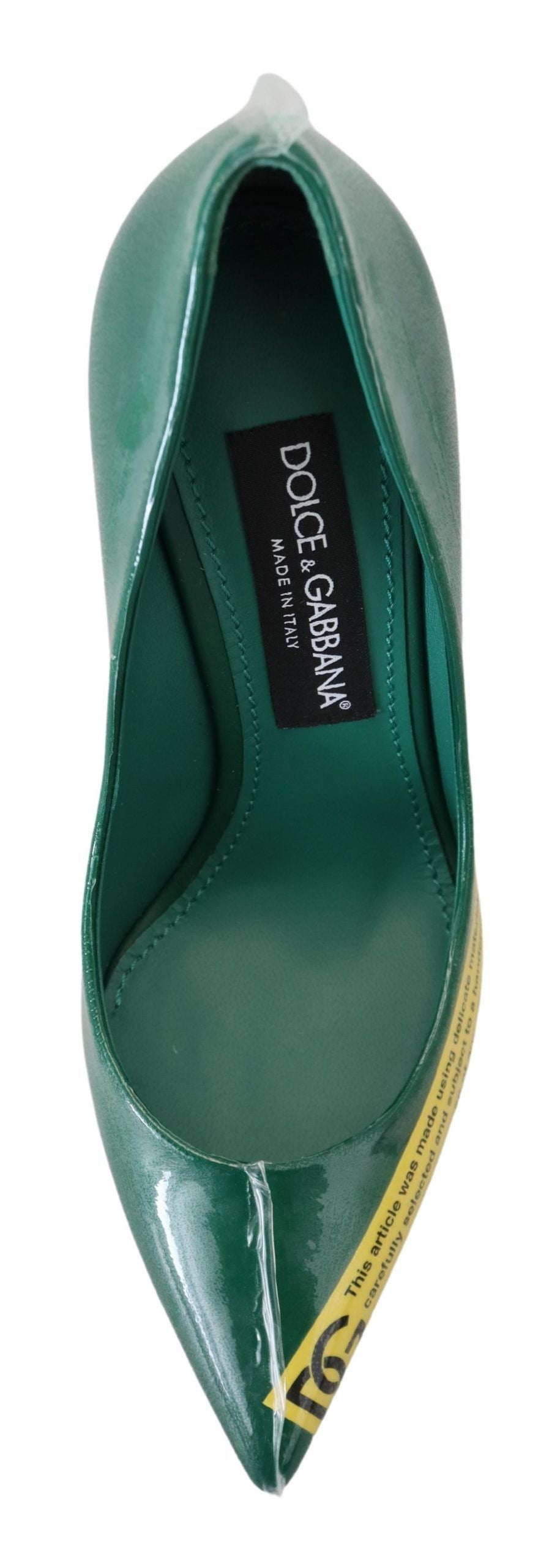 Dolce &amp; Gabbana Green Leather Heels Pumps Plastic Shoes