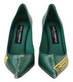 Dolce &amp; Gabbana Green Leather Heels Pumps Plastic Shoes