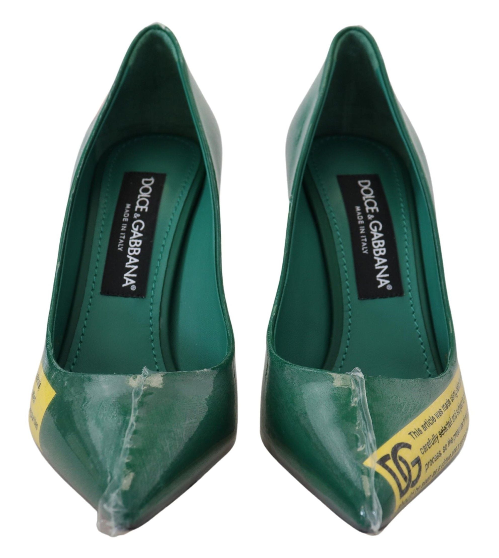 Dolce &amp; Gabbana Green Leather Heels Pumps Plastic Shoes