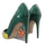 Dolce &amp; Gabbana Green Leather Heels Pumps Plastic Shoes