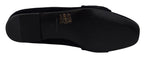 Dolce &amp; Gabbana Black Velvet Crystals Loafers Flats Shoes