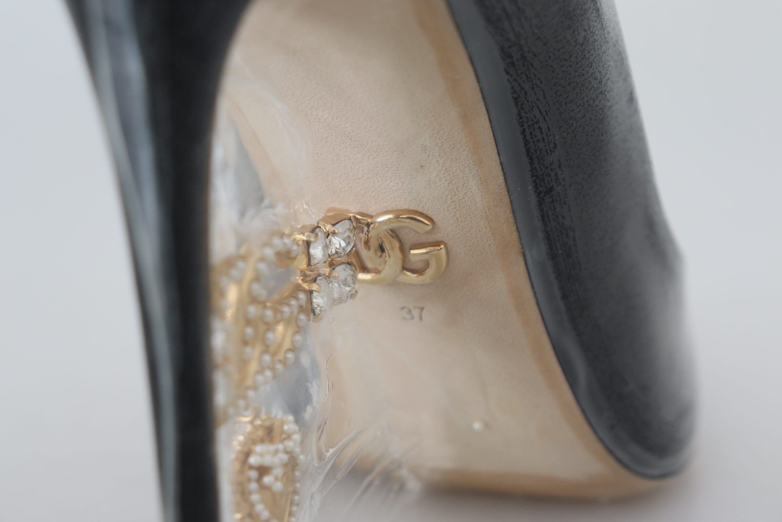 Dolce &amp; Gabbana Black Leather Heels Pumps Plastic Wrapped Shoes