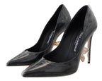 Dolce &amp; Gabbana Black Leather Heels Pumps Plastic Wrapped Shoes