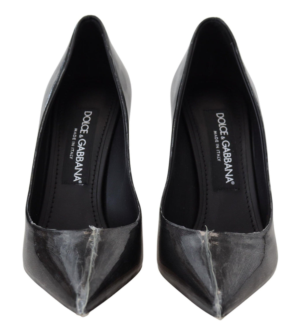 Dolce &amp; Gabbana Black Leather Heels Pumps Plastic Wrapped Shoes