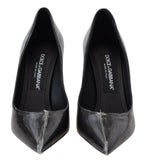 Dolce &amp; Gabbana Black Leather Heels Pumps Plastic Wrapped Shoes