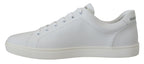 Dolce &amp; Gabbana White Leather DG Logo Casual Sneakers Shoes
