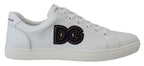 Dolce &amp; Gabbana White Leather DG Logo Casual Sneakers Shoes