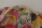 Dolce & Gabbana Multicolor Ascot Collar Patchwork Blouse Top