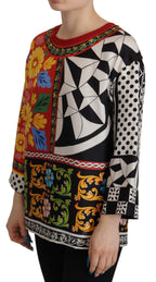 Dolce &amp; Gabbana Multicolor Printed Baroque Loose Long Sleeve