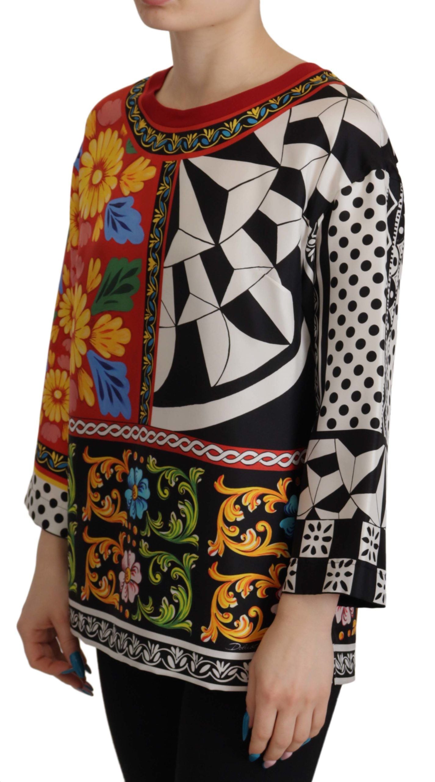 Dolce &amp; Gabbana Multicolor Printed Baroque Loose Long Sleeve