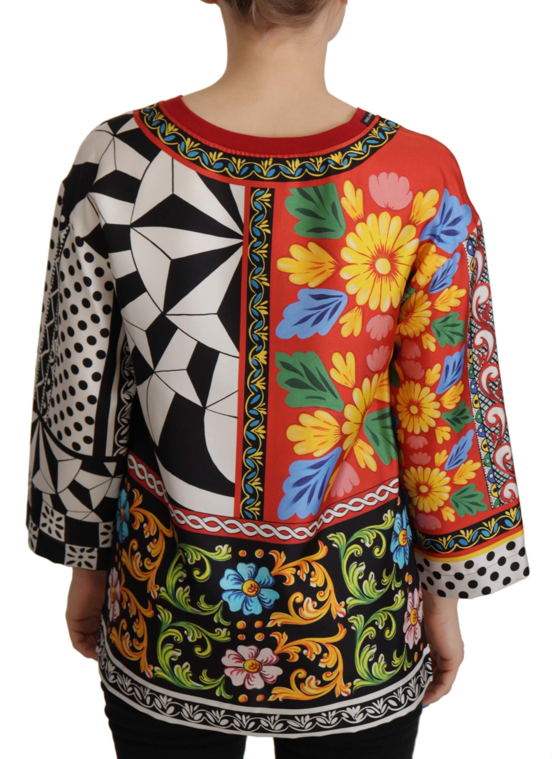 Dolce &amp; Gabbana Multicolor Printed Baroque Loose Long Sleeve