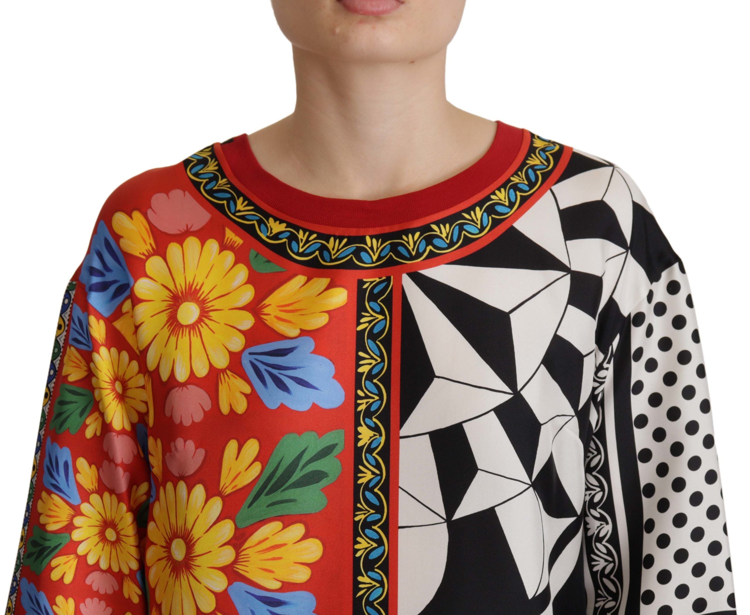 Dolce &amp; Gabbana Multicolor Printed Baroque Loose Long Sleeve